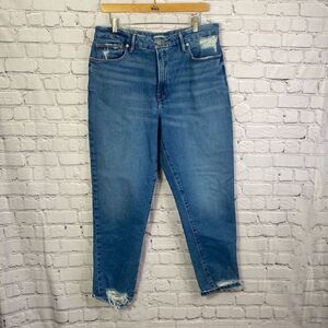 Good American Always Fit High Rise Jeans Distressed Size 10/30  C